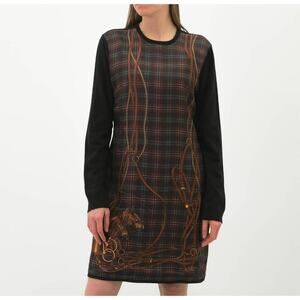 Ralph Lauren Collection Black Label Cashmere Silk Mini Dress Horse Equestrian S
